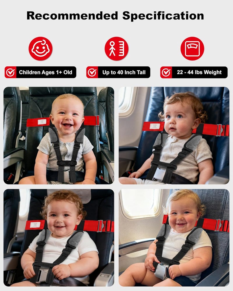 Duythy Airplane Harness for Toddlers with Soft Shoulder Pad Child Airplane Safety Travel Harness for Kids Baby Travel Essentials for Flying with Toddler Must Haves Toddler Plane Essentials - Image 5